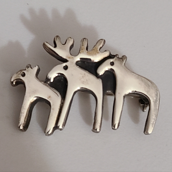 Silpada Rare Retired Moose Family Reindeer Sterling Silver 925 Brooch IO309 - Picture 1 of 5